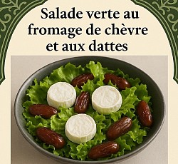 Salade verte avec dates et fromage de chèvre