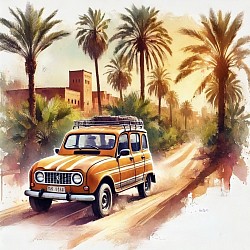 Location de 4L  Partez sur les pistes de la palmeraie en 4L vintage. 1/2 journée ou journée complète.